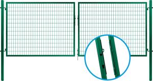 Zauntor 2-flügelig/für Gitterzaun/Breite 3580 x Höhe 1200 mm/Masche 50x100m/ZN+PVC Grün