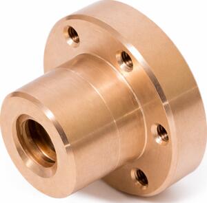 Matice trapézová Tr50x8, s přírubou, Bronz, levý závit